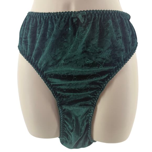 Vintage The Bug Emerald Green Velvet Tank Matching Bikini Set Womens 3X/10 - Picture 3 of 6